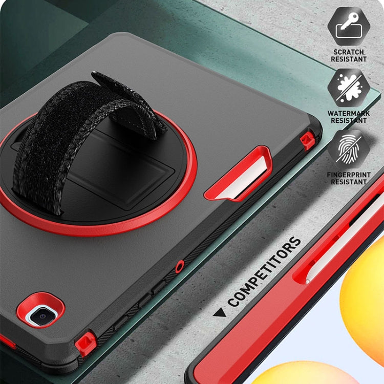 For Samsung Galaxy Tab S6 Lite 360 Degree Rotation Turntable Robot Shockproof TPU + PC Protective Tablet Case with Holder & Hand Grip Strap & Shoulder Strap