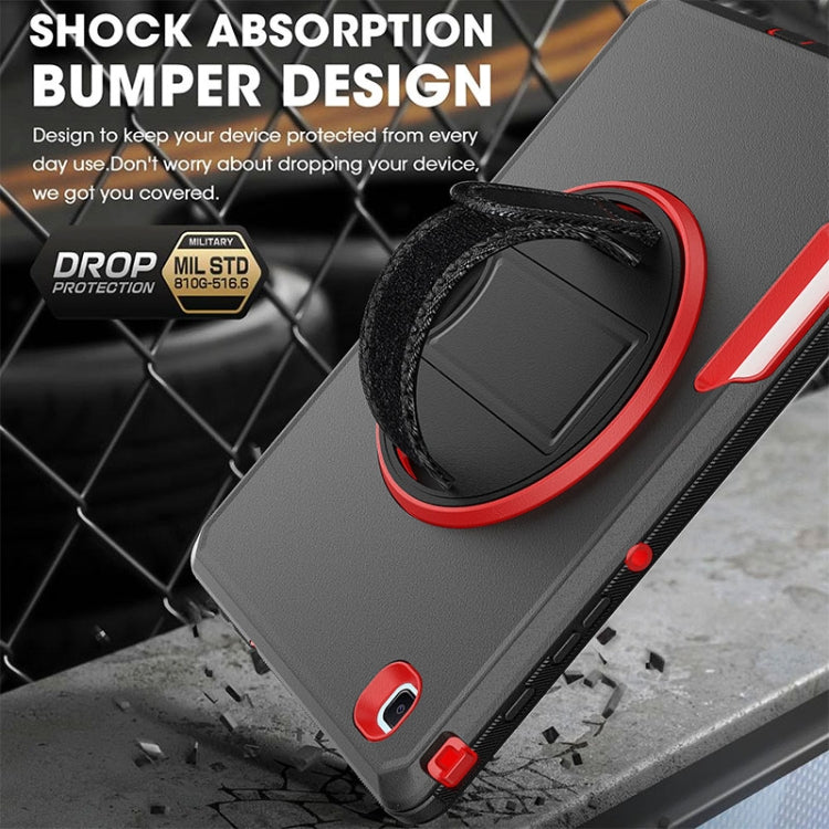 For Samsung Galaxy Tab S6 Lite 360 Degree Rotation Turntable Robot Shockproof TPU + PC Protective Tablet Case with Holder & Hand Grip Strap & Shoulder Strap