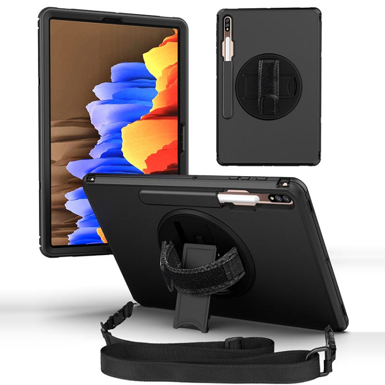 360 Degree Rotation Turntable Robot Shockproof TPU + PC Protective Case with Holder & Hand Grip Strap & Shoulder Strap For Samsung Galaxy Tab S8+ / Tab S8 Plus /  Tab S7 FE / Tab S7+