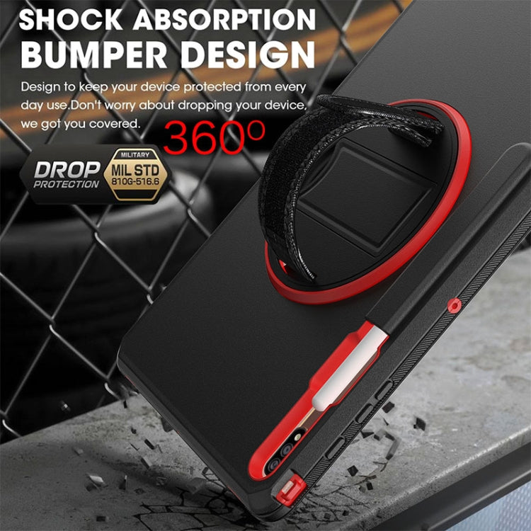 360 Degree Rotation Turntable Robot Shockproof TPU + PC Protective Case with Holder & Hand Grip Strap & Shoulder Strap For Samsung Galaxy Tab S8+ / Tab S8 Plus /  Tab S7 FE / Tab S7+