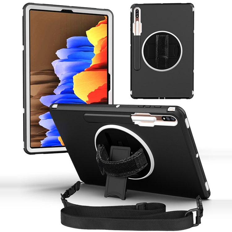 360 Degree Rotation Turntable Robot Shockproof TPU + PC Protective Case with Holder & Hand Grip Strap & Shoulder Strap For Samsung Galaxy Tab S8+ / Tab S8 Plus /  Tab S7 FE / Tab S7+