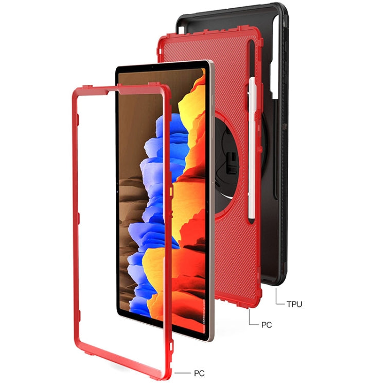 360 Degree Rotation Turntable Robot Shockproof TPU + PC Protective Case with Holder & Hand Grip Strap & Shoulder Strap For Samsung Galaxy Tab S8+ / Tab S8 Plus /  Tab S7 FE / Tab S7+