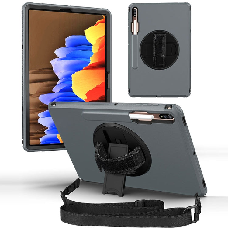 360 Degree Rotation Turntable Robot Shockproof TPU + PC Protective Case with Holder & Hand Grip Strap & Shoulder Strap For Samsung Galaxy Tab S8+ / Tab S8 Plus /  Tab S7 FE / Tab S7+
