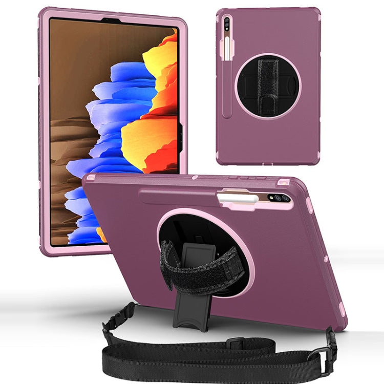 360 Degree Rotation Turntable Robot Shockproof TPU + PC Protective Case with Holder & Hand Grip Strap & Shoulder Strap For Samsung Galaxy Tab S8+ / Tab S8 Plus /  Tab S7 FE / Tab S7+
