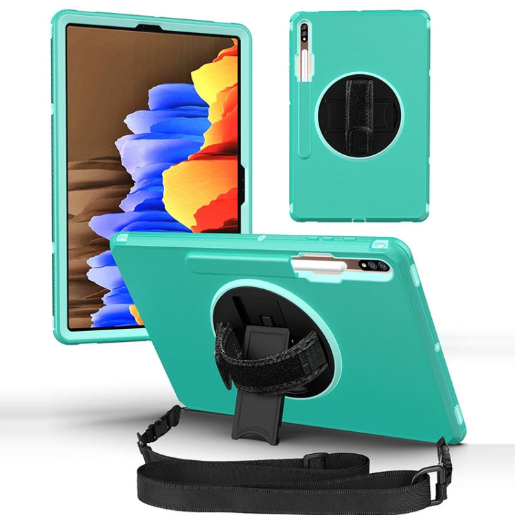 360 Degree Rotation Turntable Robot Shockproof TPU + PC Protective Case with Holder & Hand Grip Strap & Shoulder Strap For Samsung Galaxy Tab S8+ / Tab S8 Plus /  Tab S7 FE / Tab S7+