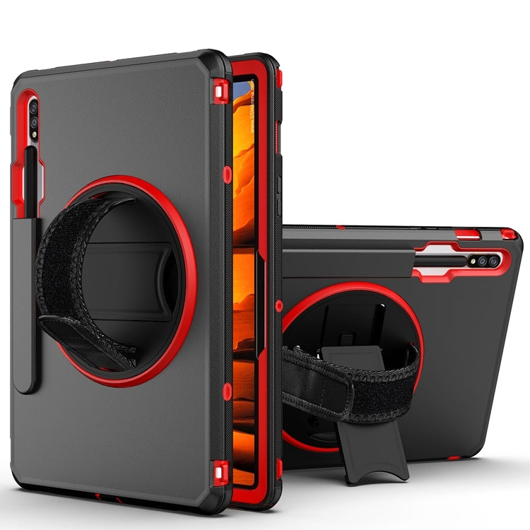 360 Degree Rotation Turntable Robot Shockproof TPU + PC Protective Case with Holder & Hand Grip Strap & Shoulder Strap For Samsung Galaxy Tab S8 / Galaxy Tab S7
