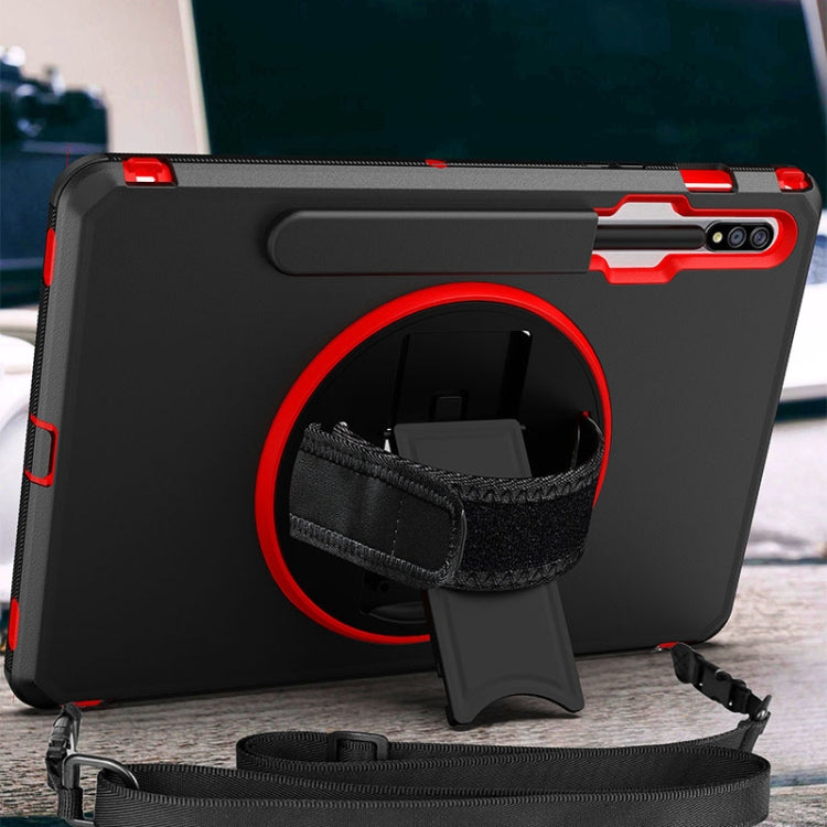 360 Degree Rotation Turntable Robot Shockproof TPU + PC Protective Case with Holder & Hand Grip Strap & Shoulder Strap For Samsung Galaxy Tab S8 / Galaxy Tab S7