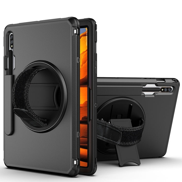360 Degree Rotation Turntable Robot Shockproof TPU + PC Protective Case with Holder & Hand Grip Strap & Shoulder Strap For Samsung Galaxy Tab S8 / Galaxy Tab S7