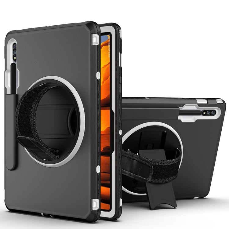360 Degree Rotation Turntable Robot Shockproof TPU + PC Protective Case with Holder & Hand Grip Strap & Shoulder Strap For Samsung Galaxy Tab S8 / Galaxy Tab S7