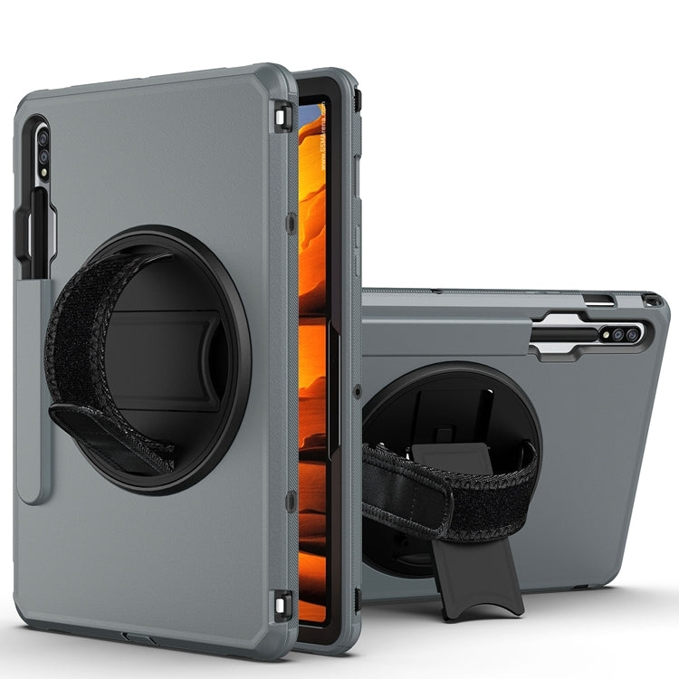 360 Degree Rotation Turntable Robot Shockproof TPU + PC Protective Case with Holder & Hand Grip Strap & Shoulder Strap For Samsung Galaxy Tab S8 / Galaxy Tab S7