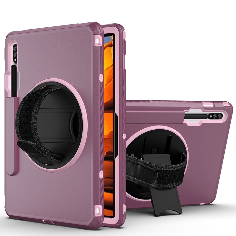 360 Degree Rotation Turntable Robot Shockproof TPU + PC Protective Case with Holder & Hand Grip Strap & Shoulder Strap For Samsung Galaxy Tab S8 / Galaxy Tab S7