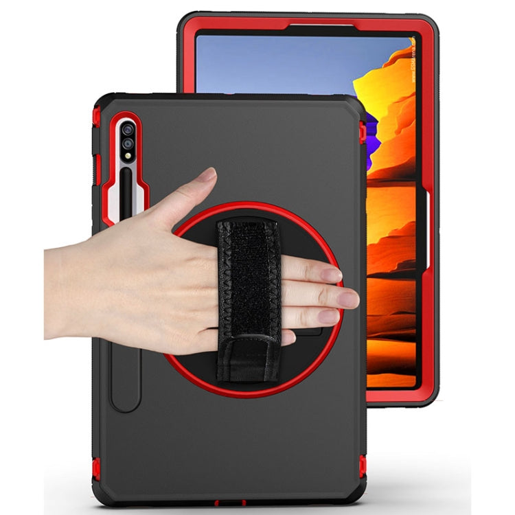 360 Degree Rotation Turntable Robot Shockproof TPU + PC Protective Case with Holder & Hand Grip Strap & Shoulder Strap For Samsung Galaxy Tab S8 / Galaxy Tab S7