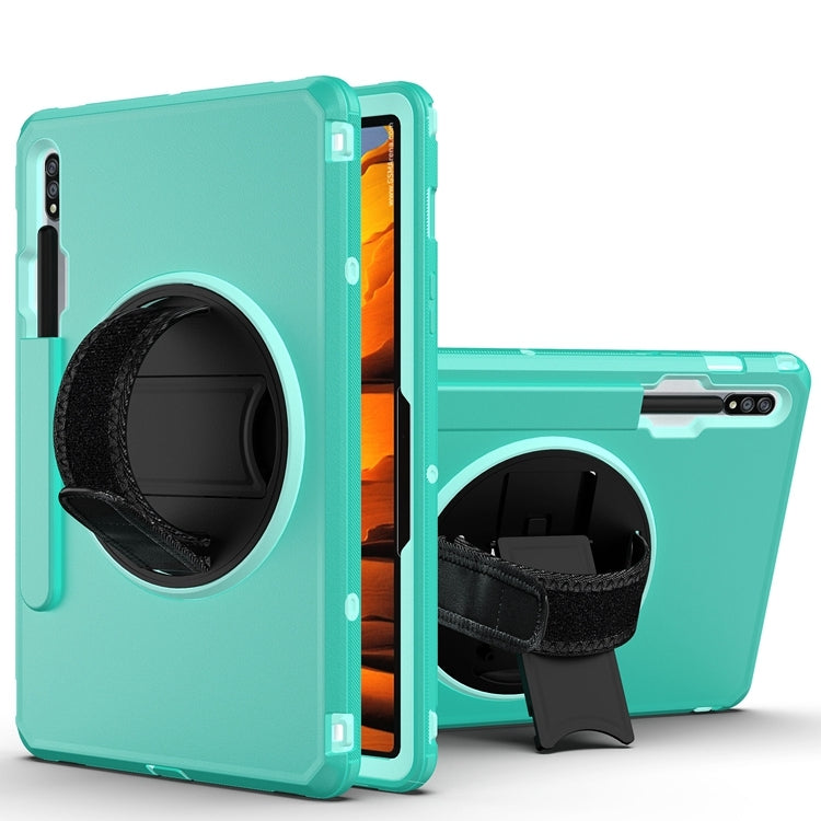 360 Degree Rotation Turntable Robot Shockproof TPU + PC Protective Case with Holder & Hand Grip Strap & Shoulder Strap For Samsung Galaxy Tab S8 / Galaxy Tab S7