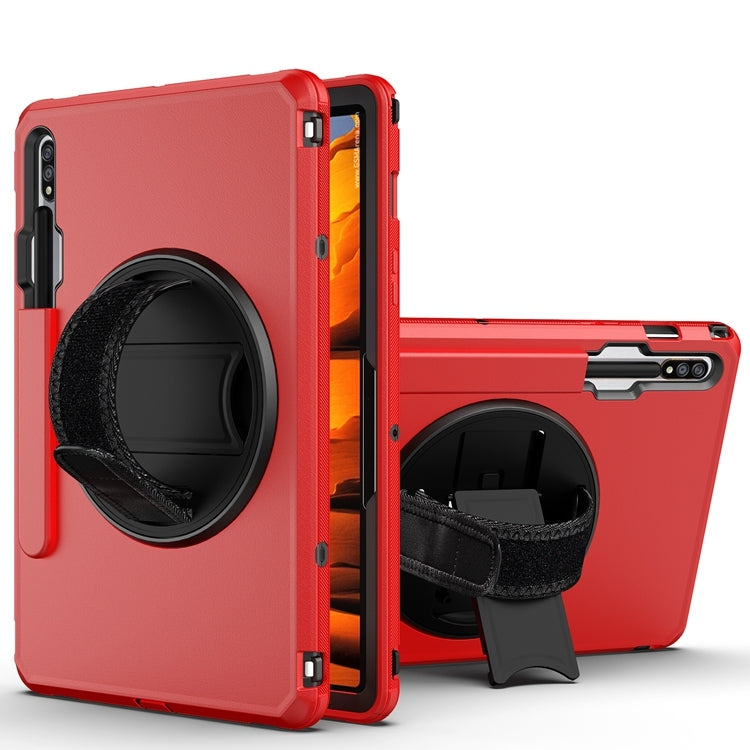360 Degree Rotation Turntable Robot Shockproof TPU + PC Protective Case with Holder & Hand Grip Strap & Shoulder Strap For Samsung Galaxy Tab S8 / Galaxy Tab S7