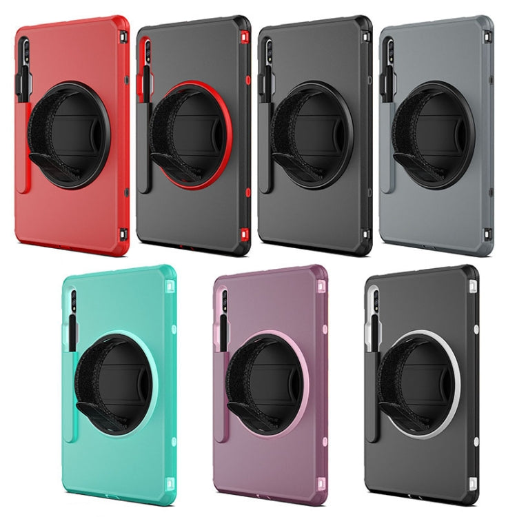 360 Degree Rotation Turntable Robot Shockproof TPU + PC Protective Case with Holder & Hand Grip Strap & Shoulder Strap For Samsung Galaxy Tab S8 / Galaxy Tab S7