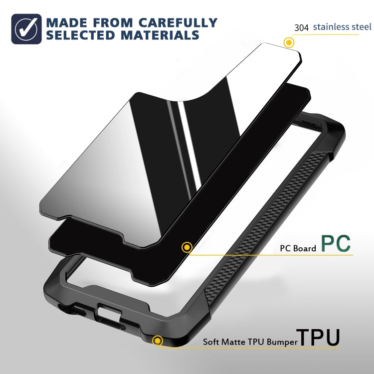 For Huawei P50 Pro Stainless Steel Metal PC Back Cover + TPU Heavy Duty Armor Shockproof Case