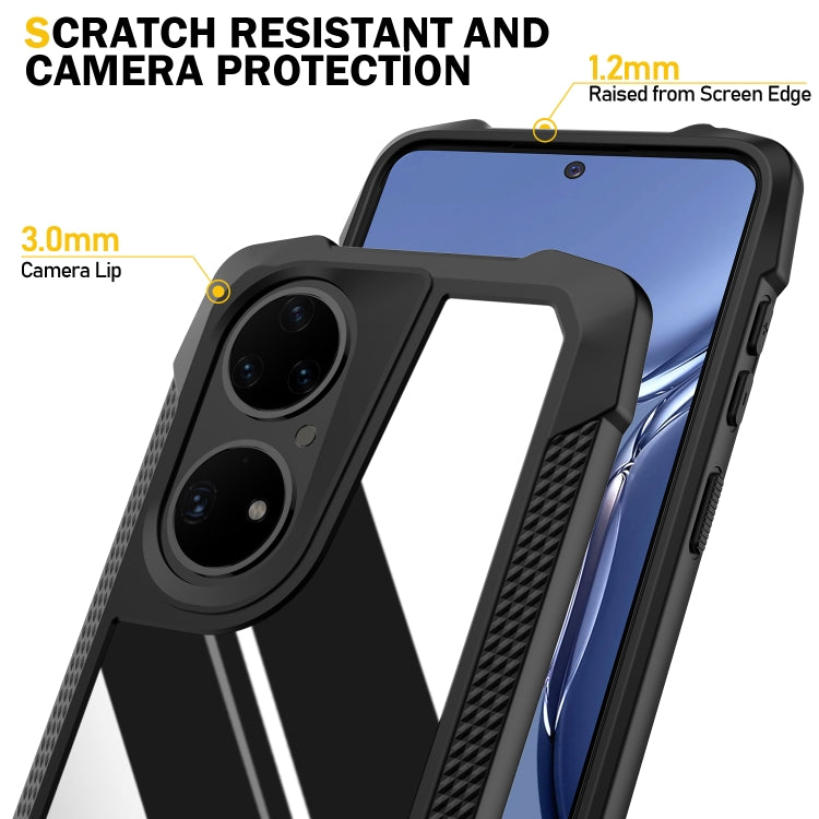 For Huawei P50 Pro Stainless Steel Metal PC Back Cover + TPU Heavy Duty Armor Shockproof Case