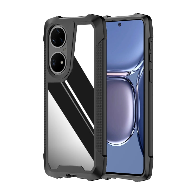 For Huawei P50 Stainless Steel Metal PC Back Cover + TPU Heavy Duty Armor Shockproof Case