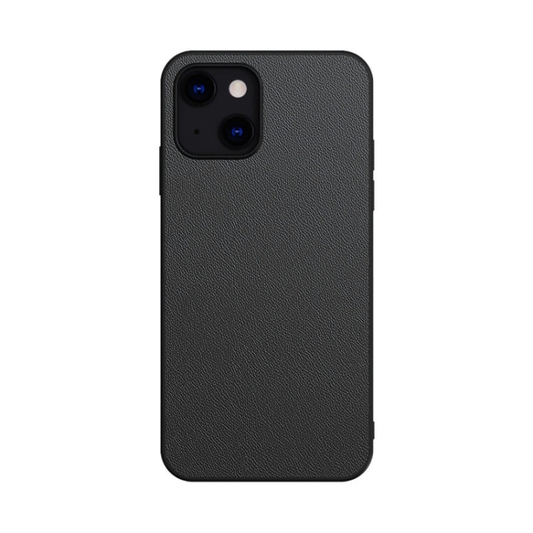 For iPhone 13 mini Plain Skin Leather Phone Case