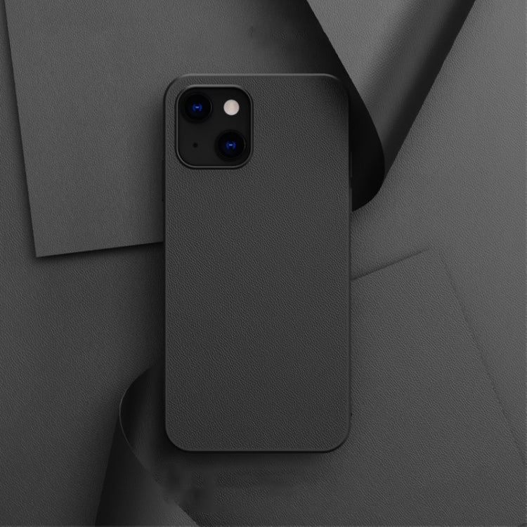 For iPhone 13 mini Plain Skin Leather Phone Case