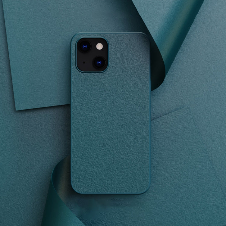 For iPhone 13 mini Plain Skin Leather Phone Case