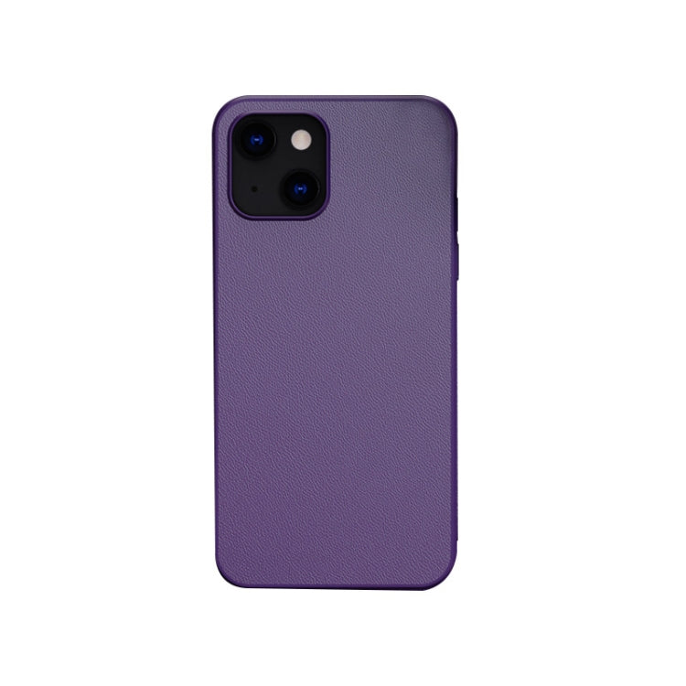 For iPhone 13 mini Plain Skin Leather Phone Case