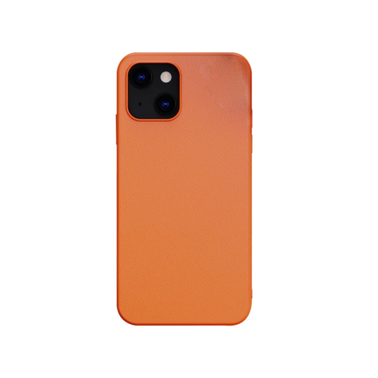 For iPhone 13 mini Plain Skin Leather Phone Case