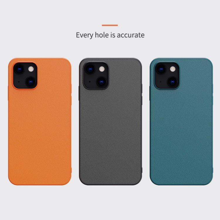 For iPhone 13 mini Plain Skin Leather Phone Case