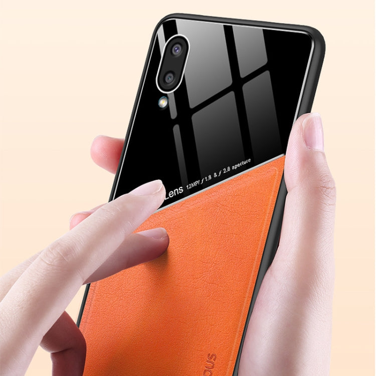For Samsung Galaxy A02 All-inclusive Leather + Organic Glass Protective Case with Metal Iron Sheet
