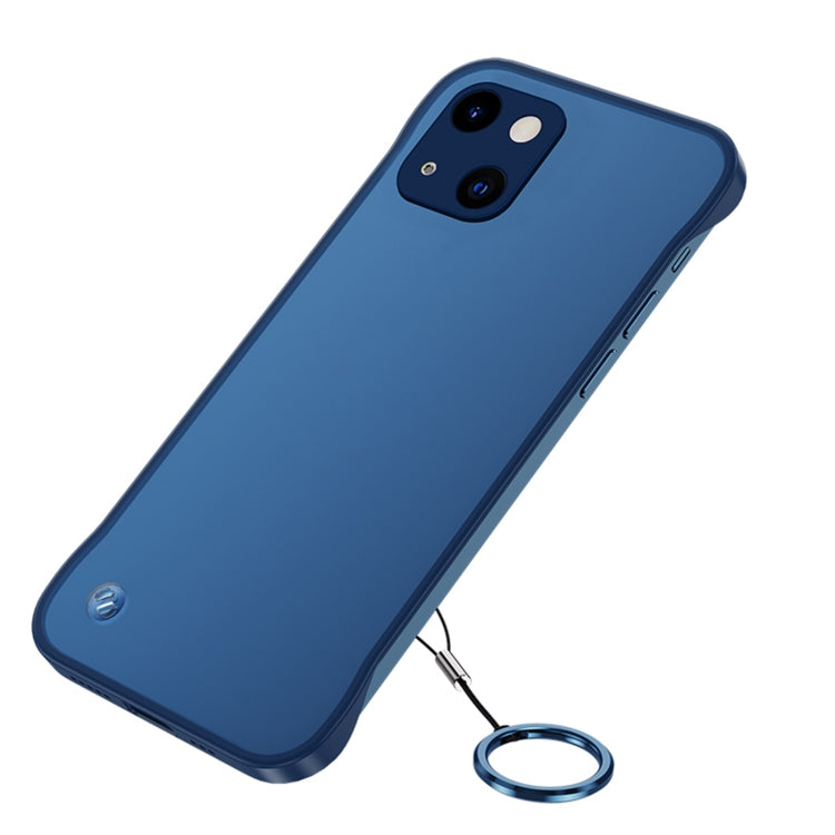 For iPhone 13 Frosted Soft Four-corner Shockproof Case with Finger Ring Strap & Metal Lens Cover