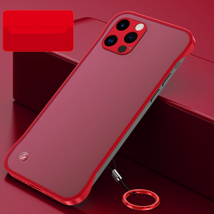 For iPhone 13 Pro Frosted Soft Four-corner Shockproof Case with Finger Ring Strap & Metal Lens Cover