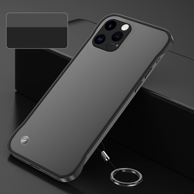 For iPhone 13 Pro Max Frosted Soft Four-corner Shockproof Case with Finger Ring Strap & Metal Lens Cover