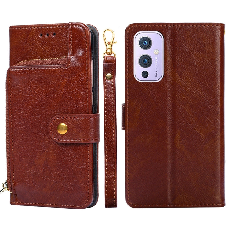 Zipper Bag PU + TPU Horizontal Flip Leather Case with Holder & Card Slot & Wallet & Lanyard For OnePlus 9