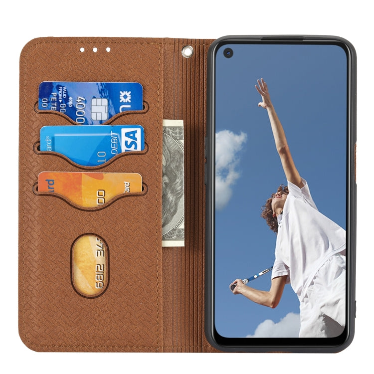 For OPPO A52 Woven Texture Stitching Magnetic Horizontal Flip PU Leather Case with Holder & Card Slots & Wallet & Lanyard