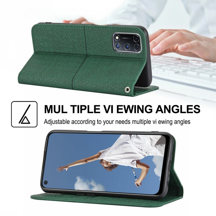 For OPPO A52 Woven Texture Stitching Magnetic Horizontal Flip PU Leather Case with Holder & Card Slots & Wallet & Lanyard