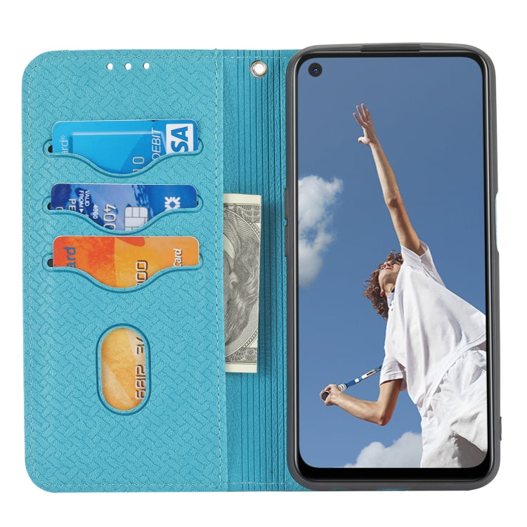For OPPO A52 Woven Texture Stitching Magnetic Horizontal Flip PU Leather Case with Holder & Card Slots & Wallet & Lanyard
