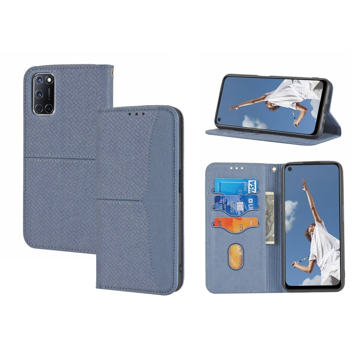 For OPPO A52 Woven Texture Stitching Magnetic Horizontal Flip PU Leather Case with Holder & Card Slots & Wallet & Lanyard