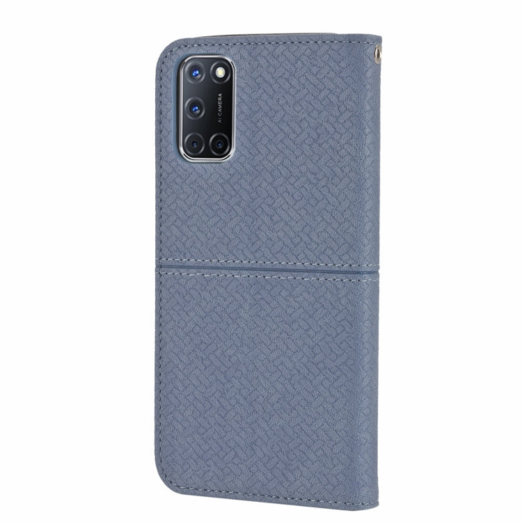 For OPPO A52 Woven Texture Stitching Magnetic Horizontal Flip PU Leather Case with Holder & Card Slots & Wallet & Lanyard