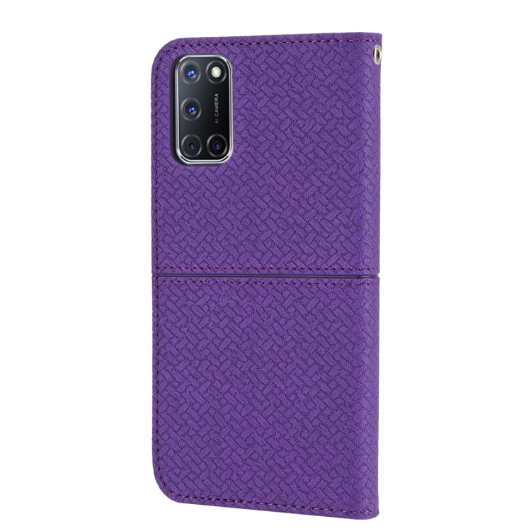 For OPPO A52 Woven Texture Stitching Magnetic Horizontal Flip PU Leather Case with Holder & Card Slots & Wallet & Lanyard