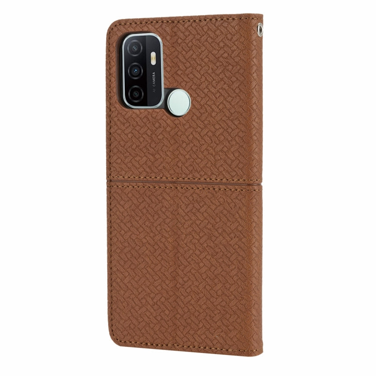 For OPPO A53 Woven Texture Stitching Magnetic Horizontal Flip PU Leather Case with Holder & Card Slots & Wallet & Lanyard