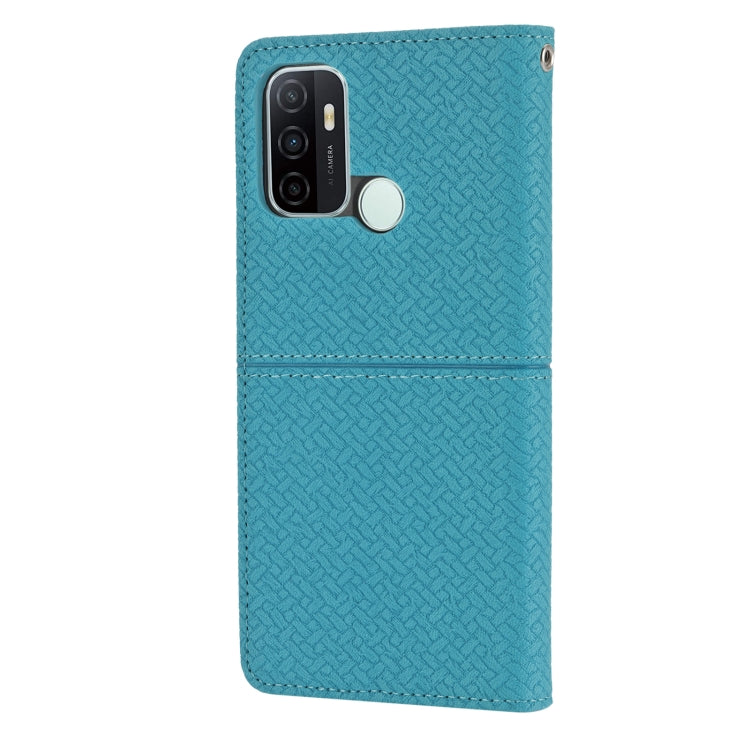 For OPPO A53 Woven Texture Stitching Magnetic Horizontal Flip PU Leather Case with Holder & Card Slots & Wallet & Lanyard