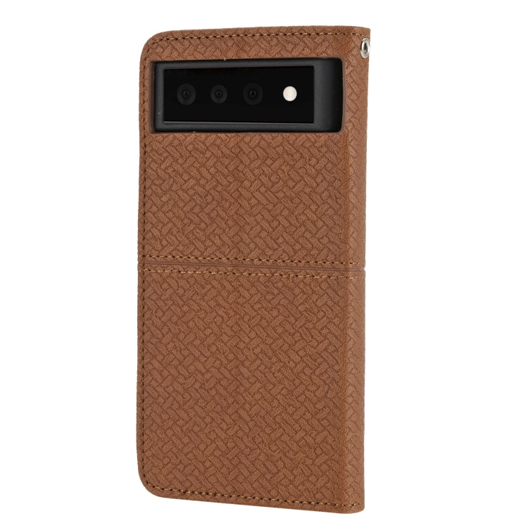 For Google Pixel 6 Pro Woven Texture Stitching Magnetic Horizontal Flip PU Leather Case with Holder & Card Slots & Wallet & Lanyard