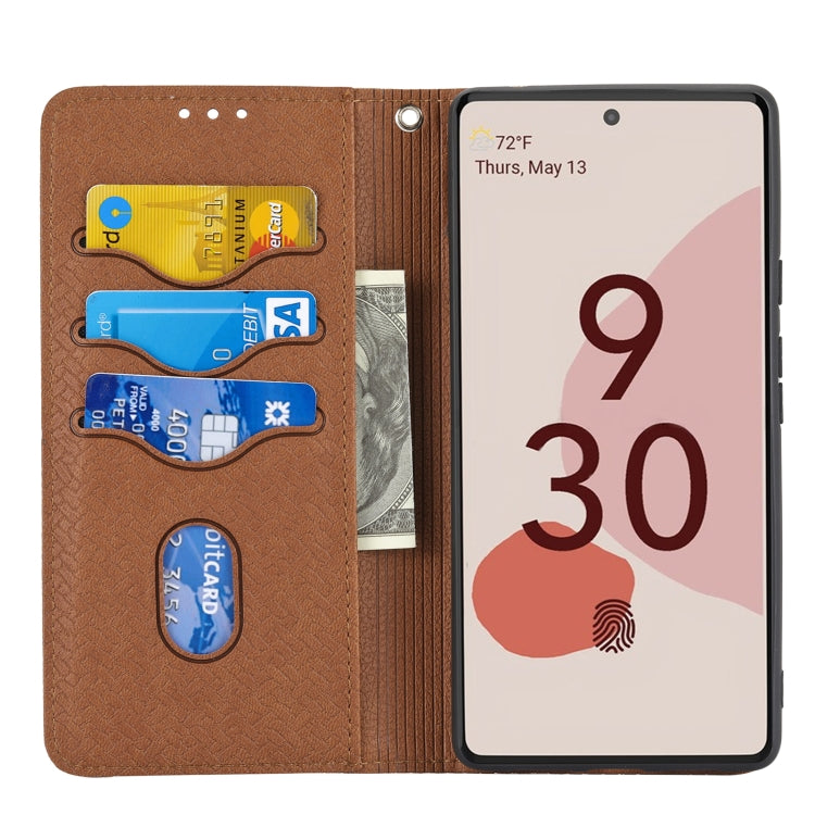 For Google Pixel 6 Pro Woven Texture Stitching Magnetic Horizontal Flip PU Leather Case with Holder & Card Slots & Wallet & Lanyard