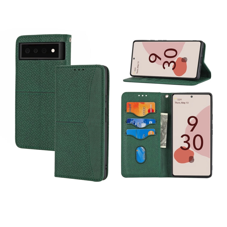 For Google Pixel 6 Pro Woven Texture Stitching Magnetic Horizontal Flip PU Leather Case with Holder & Card Slots & Wallet & Lanyard