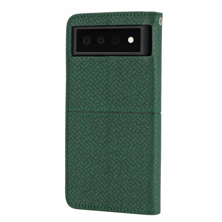 For Google Pixel 6 Pro Woven Texture Stitching Magnetic Horizontal Flip PU Leather Case with Holder & Card Slots & Wallet & Lanyard