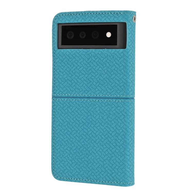For Google Pixel 6 Pro Woven Texture Stitching Magnetic Horizontal Flip PU Leather Case with Holder & Card Slots & Wallet & Lanyard