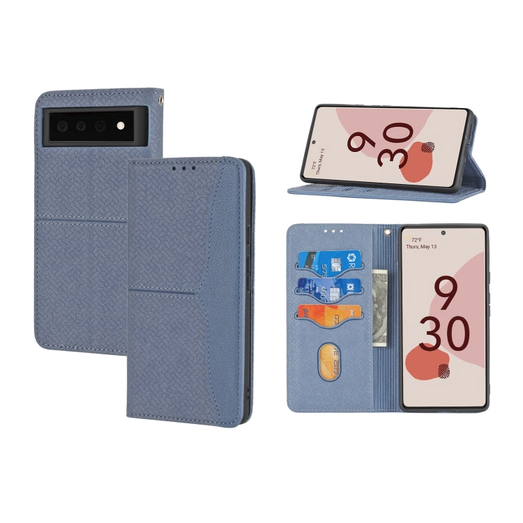 For Google Pixel 6 Pro Woven Texture Stitching Magnetic Horizontal Flip PU Leather Case with Holder & Card Slots & Wallet & Lanyard