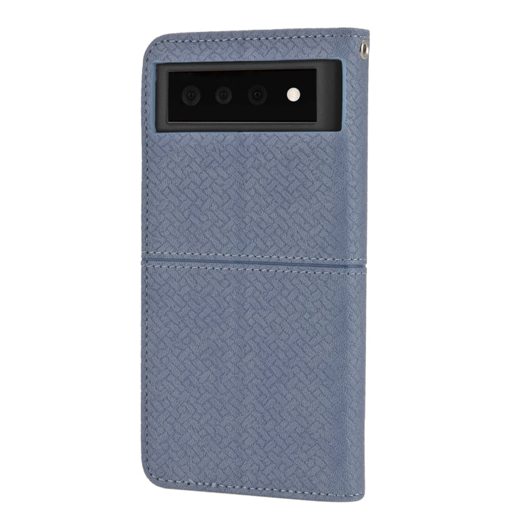 For Google Pixel 6 Pro Woven Texture Stitching Magnetic Horizontal Flip PU Leather Case with Holder & Card Slots & Wallet & Lanyard