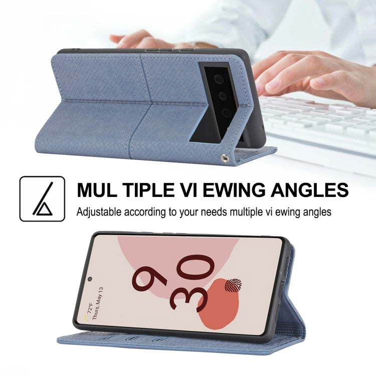 For Google Pixel 6 Pro Woven Texture Stitching Magnetic Horizontal Flip PU Leather Case with Holder & Card Slots & Wallet & Lanyard
