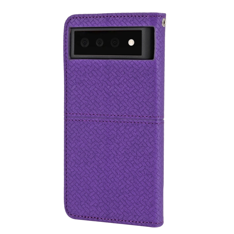 For Google Pixel 6 Pro Woven Texture Stitching Magnetic Horizontal Flip PU Leather Case with Holder & Card Slots & Wallet & Lanyard